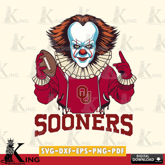 Digital clipart of Oklahoma Sooners Pennywise football player, SVG cut file for personalized gifts and laser projects