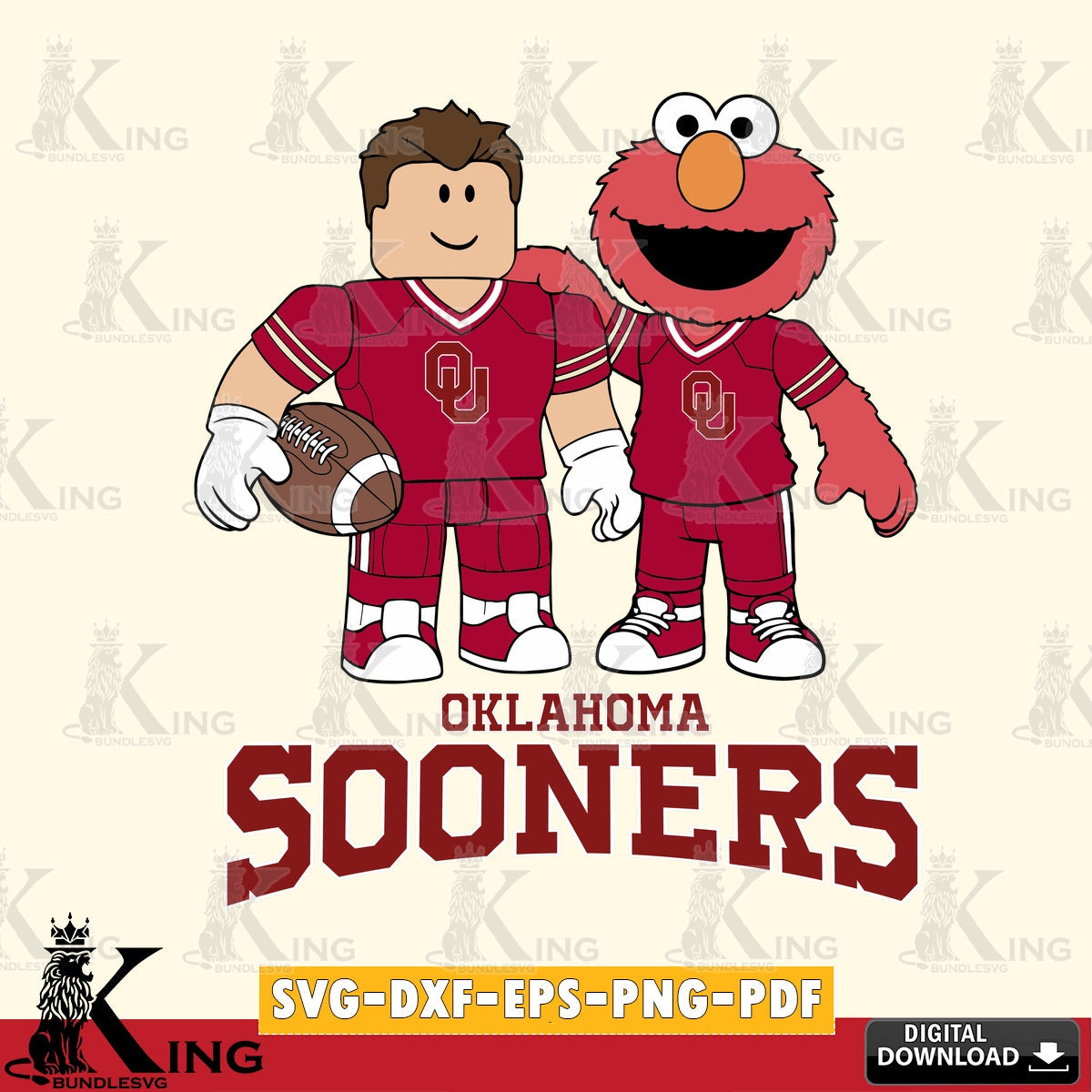 Oklahoma Sooners Roblox & Elmo Football SVG file , NCAA Cricut,  File cut , Digital Download , PDF File