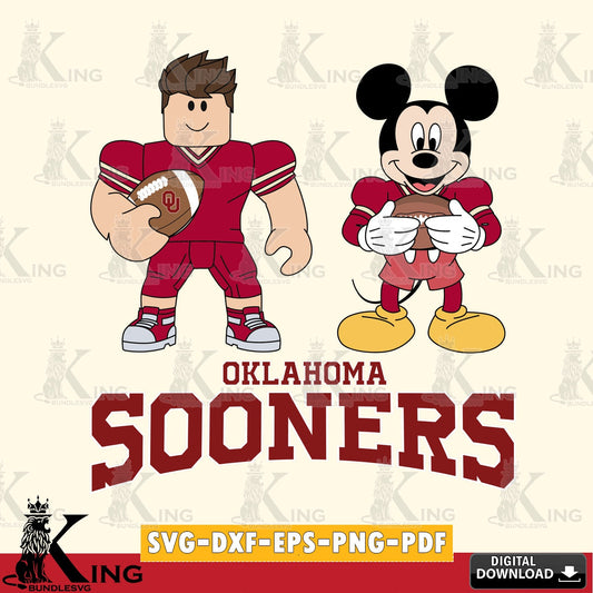 Oklahoma Sooners Roblox & Mickey Football SVG file , NCAA Cricut,  File cut , Digital Download , PDF File