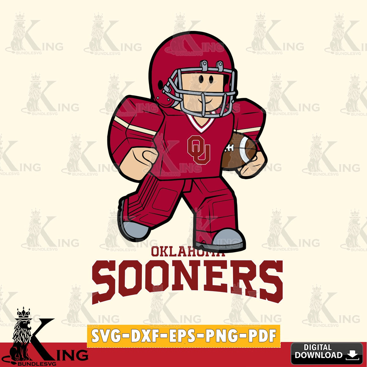 Oklahoma Sooners Roblox Player Rugby SVG file , NCAA Cricut,  File cut , Digital Download , PDF File