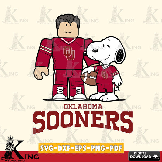 Oklahoma Sooners Roblox & Snoopy Football SVG file , NCAA Cricut,  File cut , Digital Download , PDF File