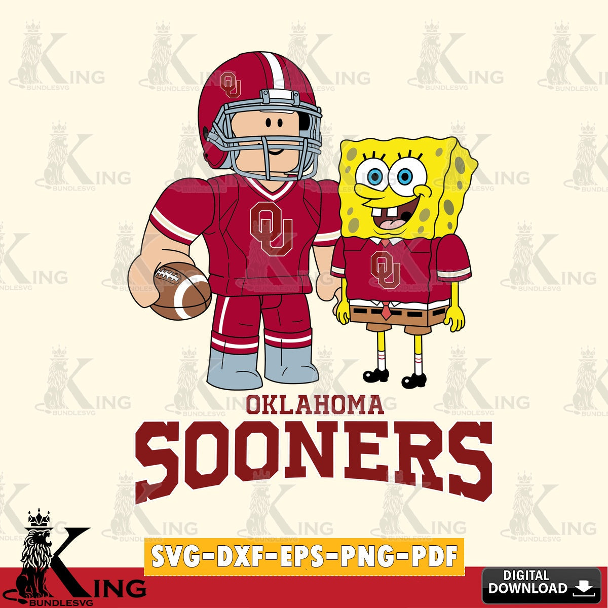 Oklahoma Sooners Roblox & Spongebob Football SVG file , NCAA Cricut,  File cut , Digital Download , PDF File