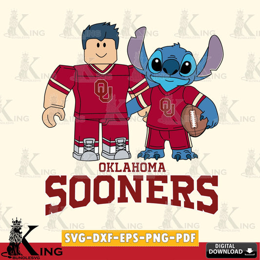 Oklahoma Sooners Roblox & Stitch Football SVG file , NCAA Cricut,  File cut , Digital Download , PDF File