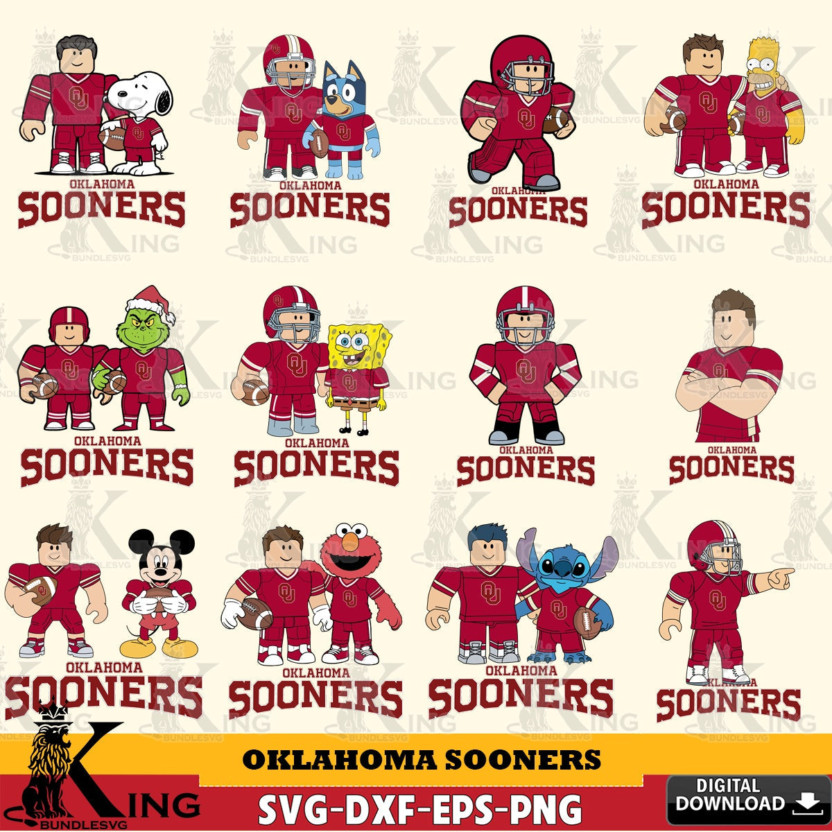 Oklahoma Sooners Roblox With Friends football NCAA Bundle SVG file , NCAA Cricut,  File cut , Digital Download , PDF File