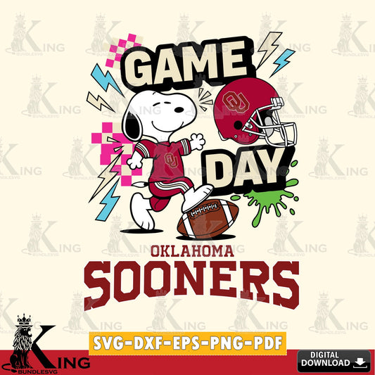 Oklahoma Sooners Snoopy Game day SVG, Cricut, Cut file  , Digital Download , Instant Download, Peanuts svg, NCAA svg, Football svg, Sport svg