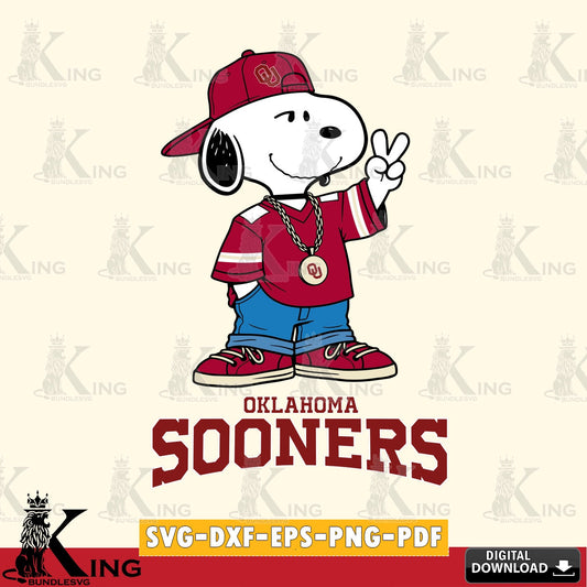 Oklahoma Sooners Snoopy Say hi SVG, Cricut, Cut file  , Digital Download , Instant Download, Peanuts svg, NCAA svg, Football svg, Sport svg