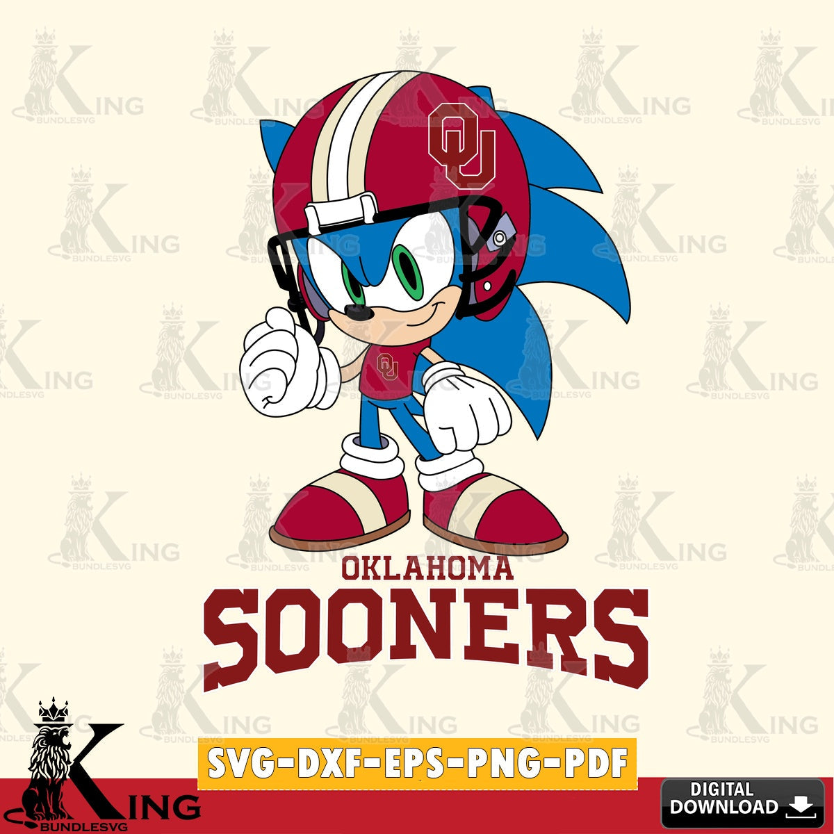 Digital clipart of Oklahoma Sooners Sonic Football Mascot digital file for silhouette cameo and cricut projects