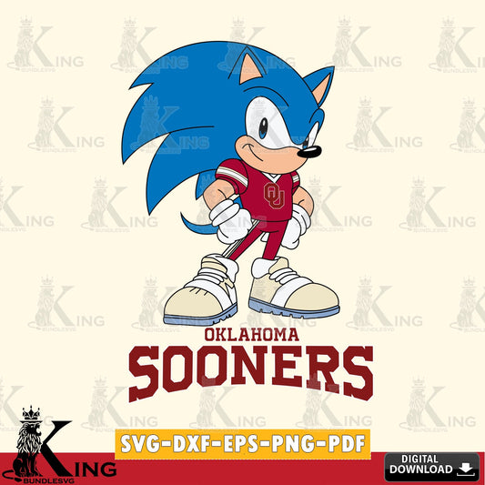 Creative design featuring Oklahoma Sooners Sonic Football Star Mascot SVG PNG files perfect for Cricut and Silhouette cutting