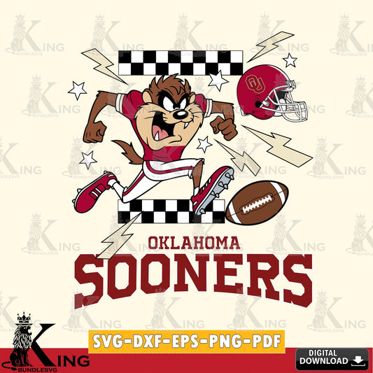 Oklahoma Sooners Taz Football Lightning SVG file, Cut file  , Digital Download , Instant Download, Taz svg, NCAA svg