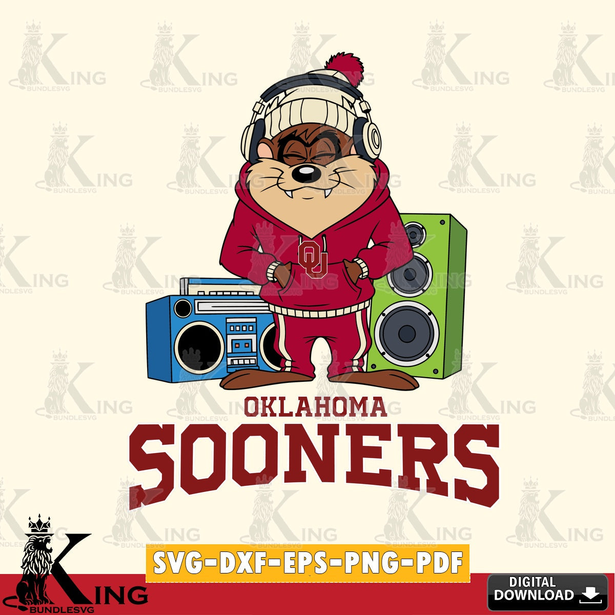 Oklahoma Sooners Taz Hip Hop SVG file, Cut file  , Digital Download , Instant Download, Taz svg, NCAA svg