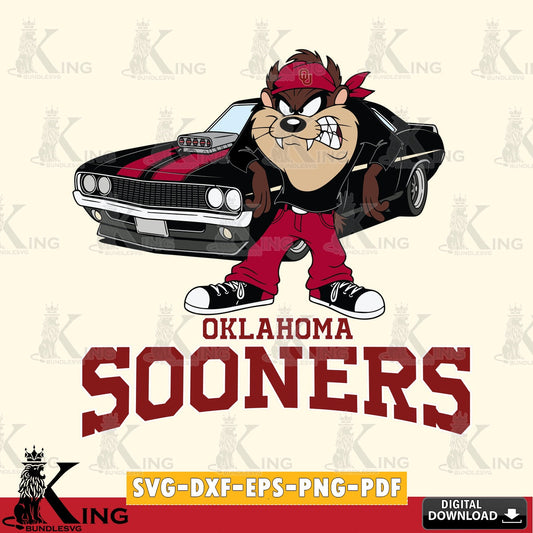 Oklahoma Sooners Taz Racing Car SVG file, Cut file  , Digital Download , Instant Download, Taz svg, NCAA svg
