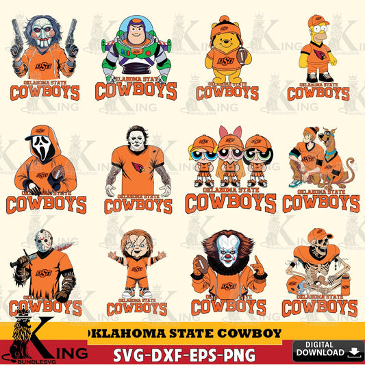 Huge collection of Oklahoma State Cowboys Cartoon Football NCAA Bundle, versatile clip art for stickers, decals, and mugs