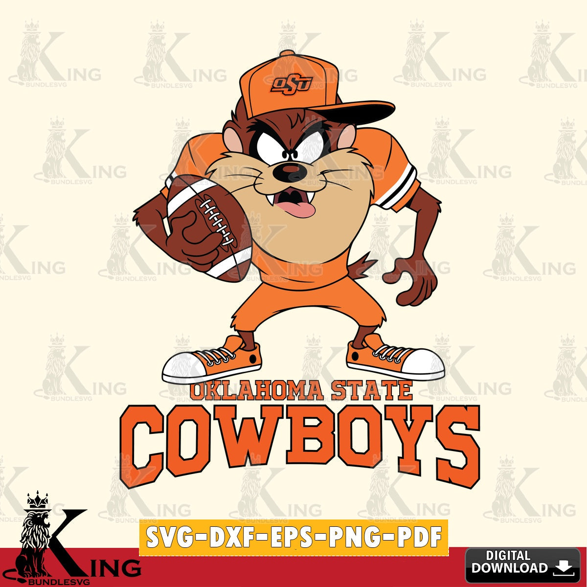Oklahoma State Cowboys Đồng phục bóng đá Taz SVG file, Cut file  , Digital Download , Instant Download, Taz svg, NCAA svg
