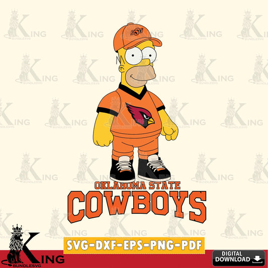 Stylish representation of Oklahoma State Cowboys Homer Simpson football, crafting file for iron-on transfer and vinyl decals