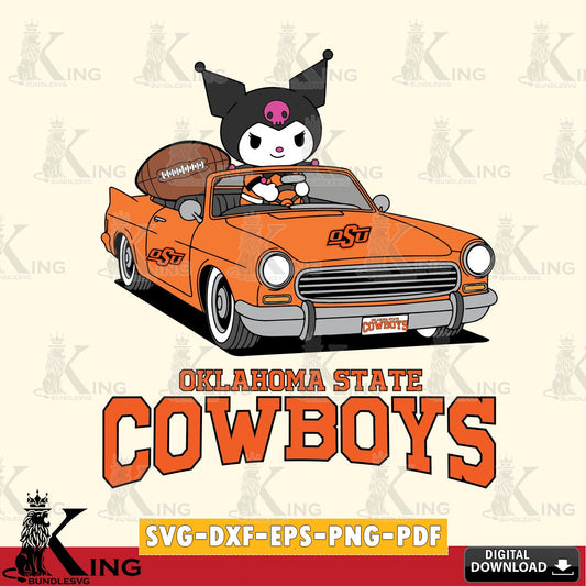 Oklahoma State Cowboys Kuromi Car Football Game SVG file, Cricut, Cut file  , Digital Download , Instant Download, Sanrio svg, Clipart