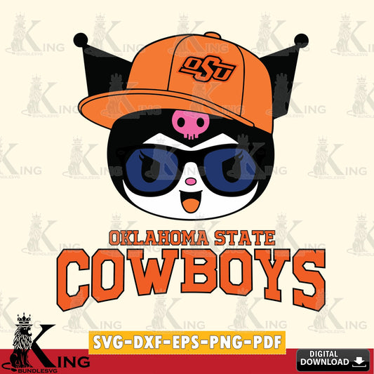 Oklahoma State Cowboys Kuromi Football Cool SVG file, Cricut, Cut file  , Digital Download , Instant Download, Sanrio svg, Clipart
