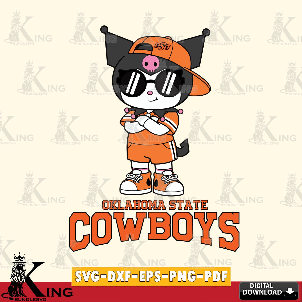 Oklahoma State Cowboys Kuromi Football Jersey SVG file, Cricut, Cut file  , Digital Download , Instant Download, Sanrio svg, Clipart
