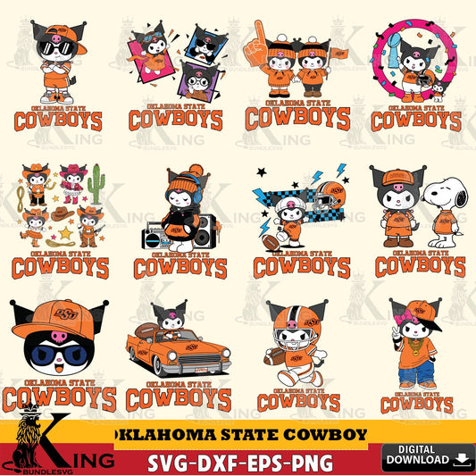 Oklahoma State Cowboys Kuromi Football Jersey NCAA Bundle SVG file, Cricut, Cut file  , Digital Download , Instant Download, Sanrio svg, Clipart