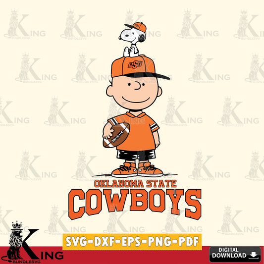 Oklahoma State Cowboys Peanuts Football Rugby SVG, Cricut, Cut file  , Digital Download , Instant Download, Peanuts svg, NCAA svg, Football svg, Sport svg
