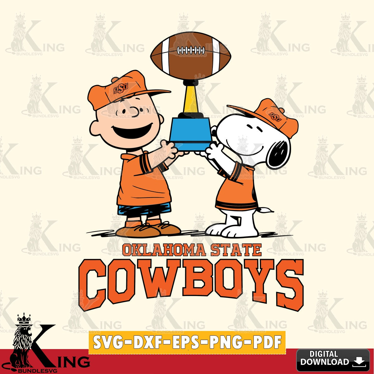 Oklahoma State Cowboys Peanuts Football Trophy SVG, Cricut, Cut file  , Digital Download , Instant Download, Peanuts svg, NCAA svg, Football svg, Sport svg