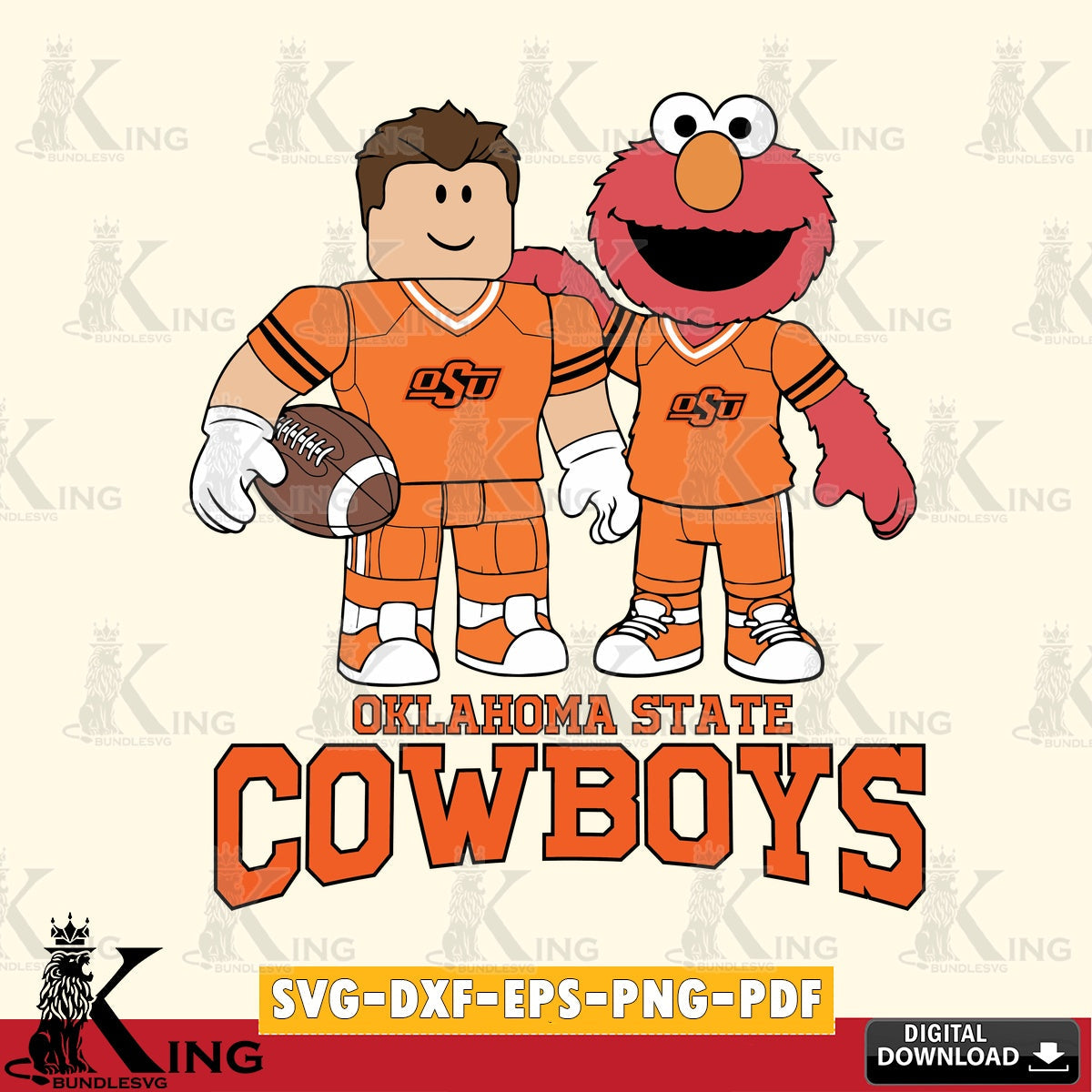 Oklahoma State Cowboys Roblox & Elmo Football SVG file , NCAA Cricut,  File cut , Digital Download , PDF File