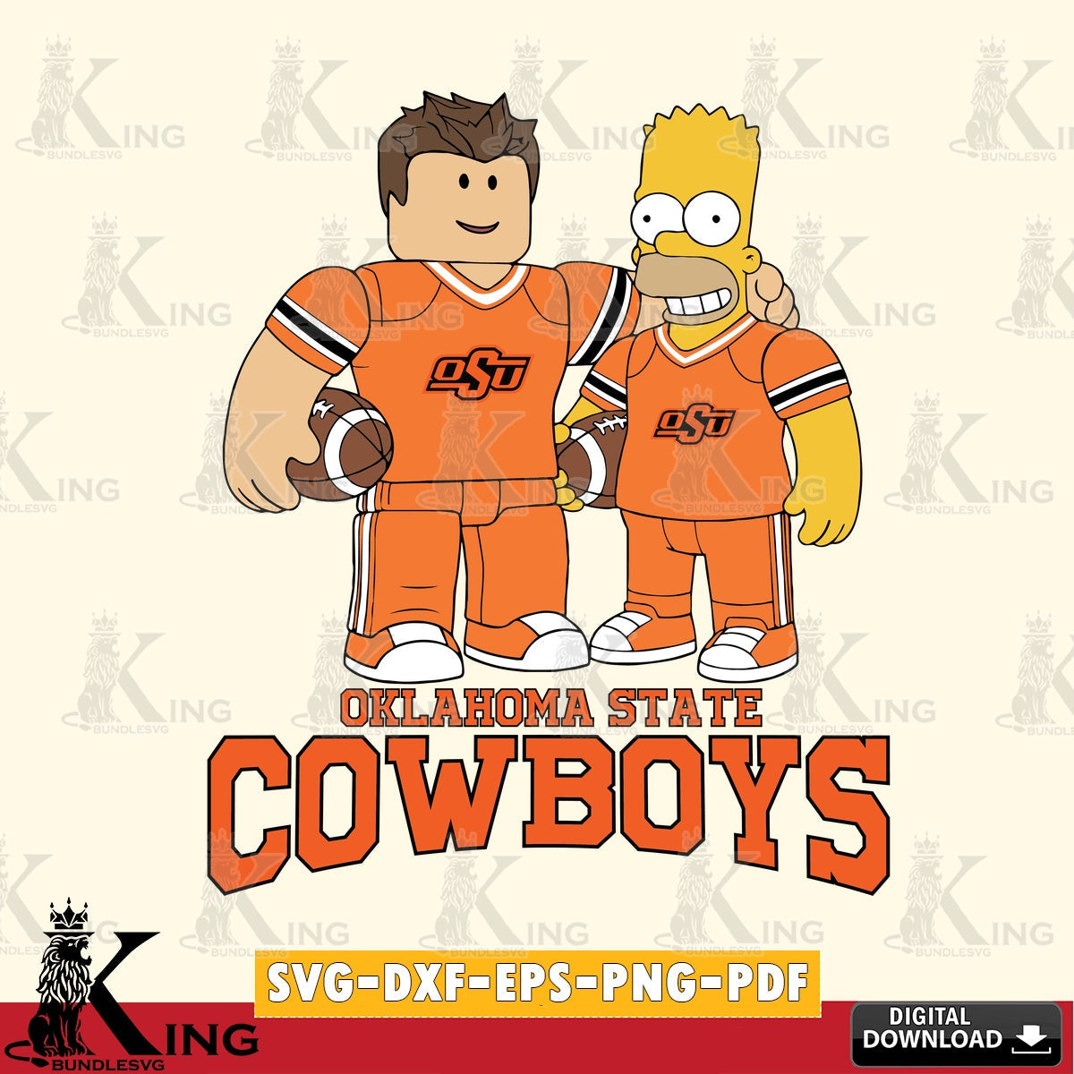 Oklahoma State Cowboys Roblox & Homer Simpson Football SVG file , NCAA Cricut,  File cut , Digital Download , PDF File