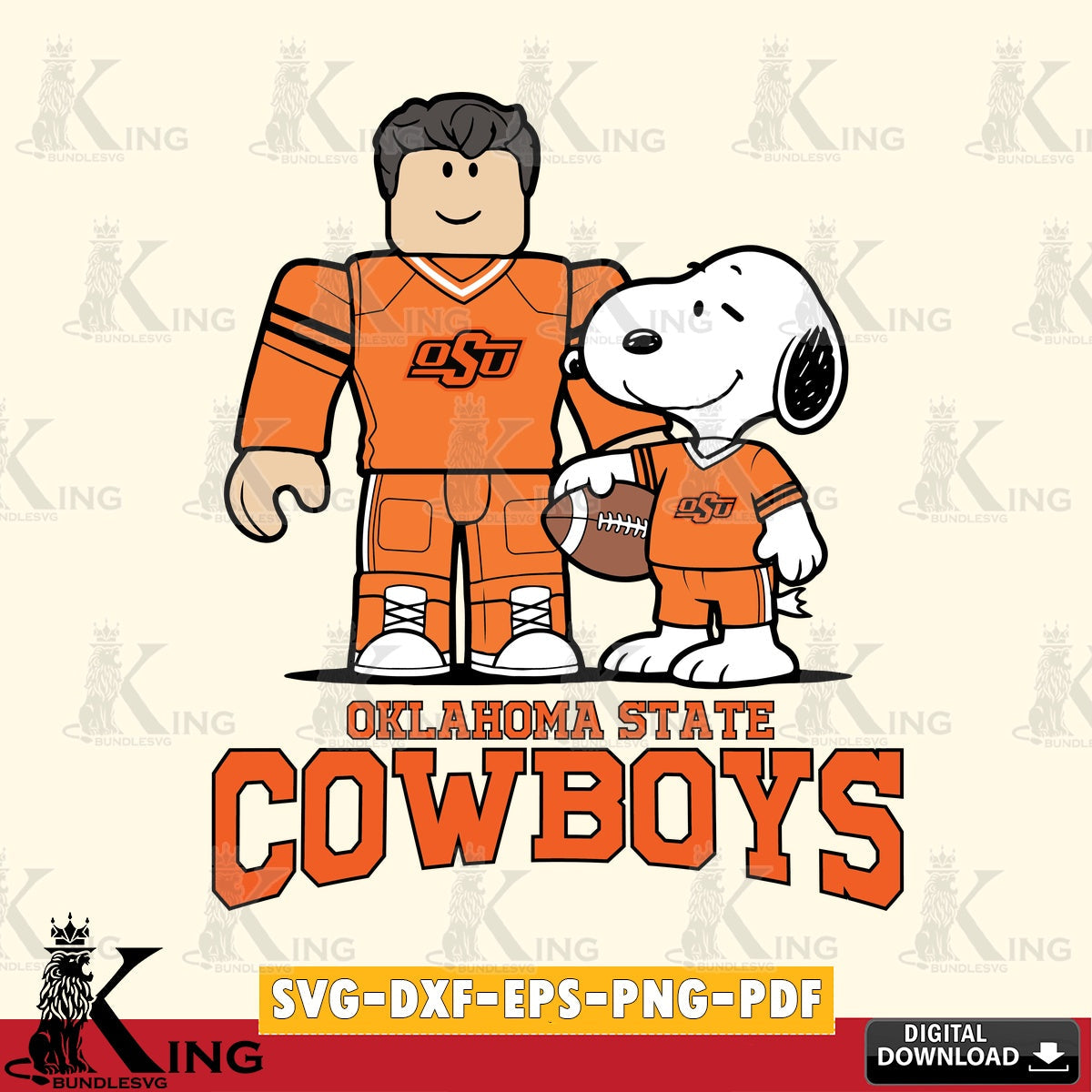 Oklahoma State Cowboys Roblox & Snoopy Football SVG file , NCAA Cricut,  File cut , Digital Download , PDF File