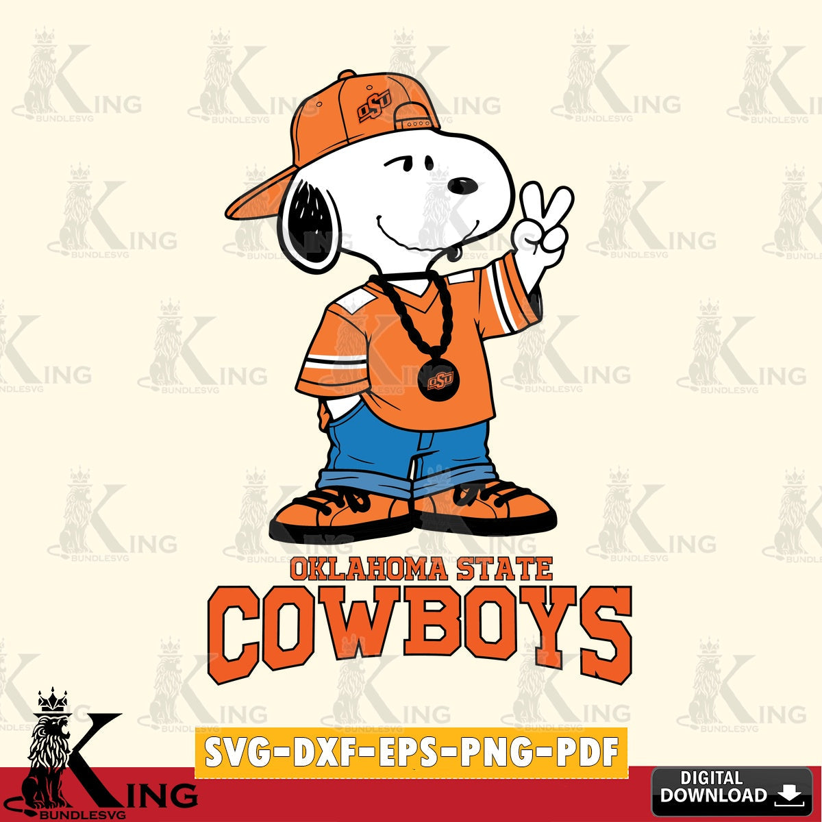 Oklahoma State Cowboys Snoopy Say hi SVG, Cricut, Cut file  , Digital Download , Instant Download, Peanuts svg, NCAA svg, Football svg, Sport svg