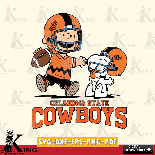 Oklahoma State Cowboys Snoopy and Peanut Fun SVG, Cricut, Cut file  , Digital Download , Instant Download, Peanuts svg, NCAA svg, Football svg, Sport svg