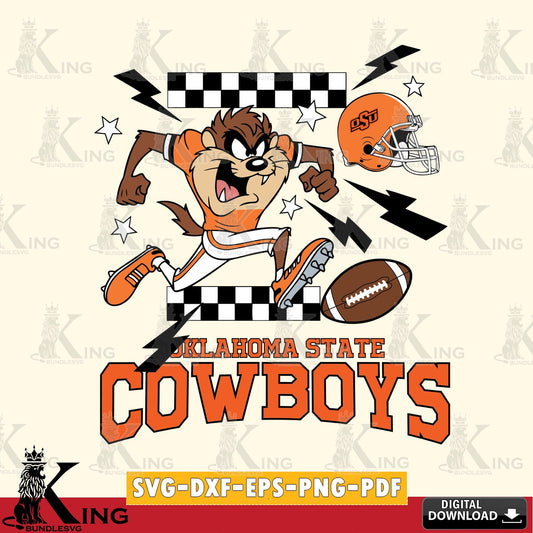 Oklahoma State Cowboys Taz Football Lightning SVG file, Cut file  , Digital Download , Instant Download, Taz svg, NCAA svg