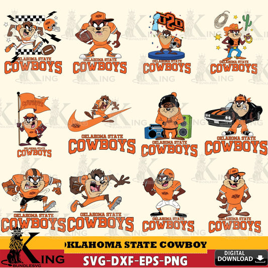 Oklahoma State Cowboys Taz Football NCAA Bundle SVG file, Cut file  , Digital Download , Instant Download, Taz svg, NCAA svg