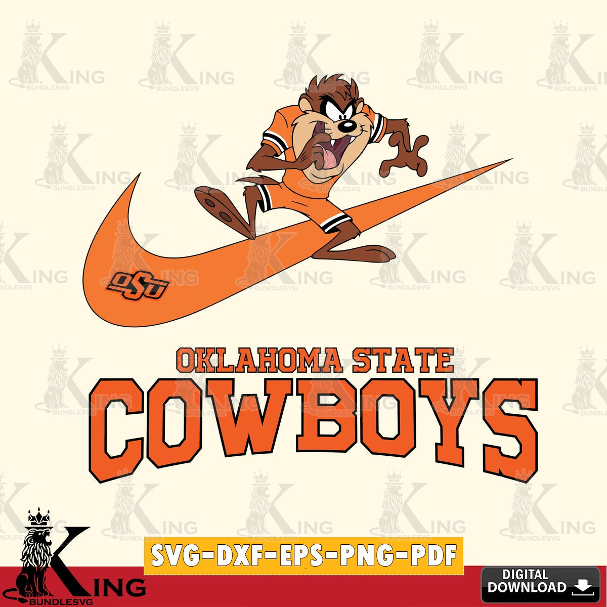 Oklahoma State Cowboys Taz Football Nike SVG file, Cut file  , Digital Download , Instant Download, Taz svg, NCAA svg