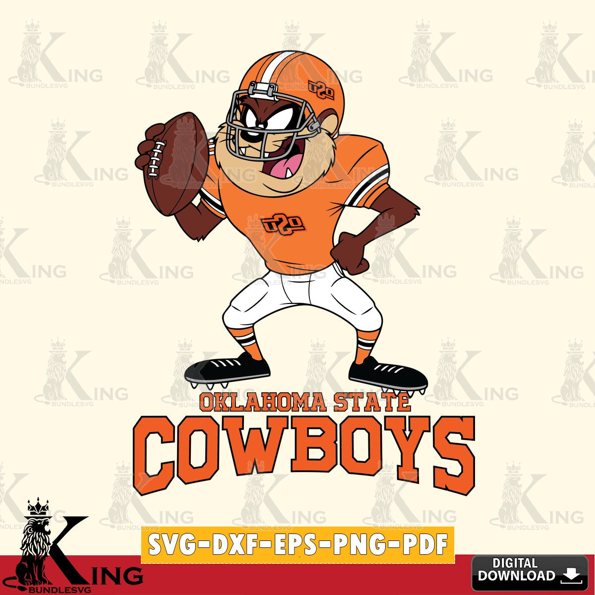 Oklahoma State Cowboys Taz Football Player SVG file, Cut file  , Digital Download , Instant Download, Taz svg, NCAA svg
