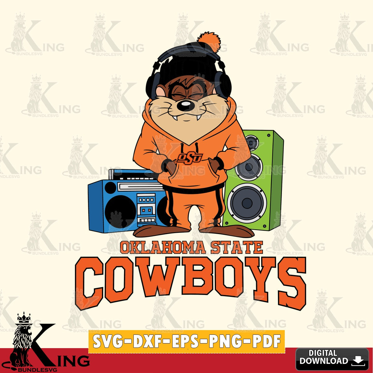Oklahoma State Cowboys Taz Hip Hop SVG file, Cut file  , Digital Download , Instant Download, Taz svg, NCAA svg