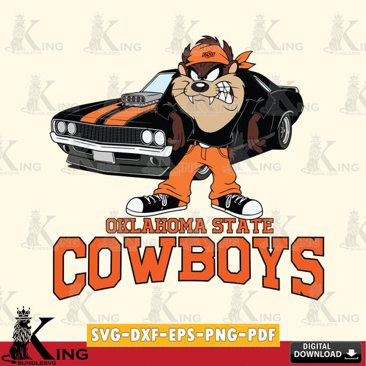 Oklahoma State Cowboys Taz Racing Car SVG file, Cut file  , Digital Download , Instant Download, Taz svg, NCAA svg