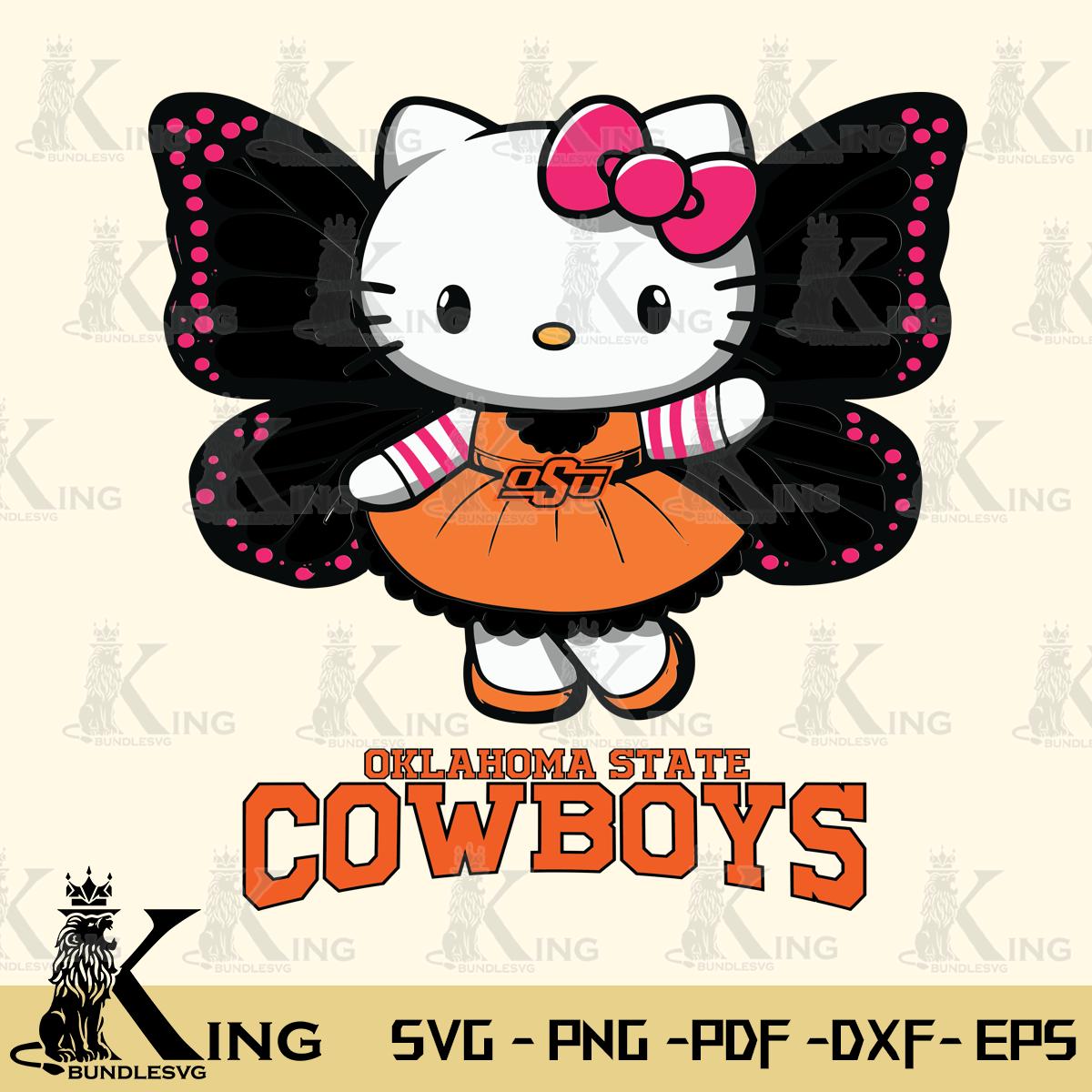 Oklahoma State Cowboys Whimsical Kitty Wings Svg Eps Dxf Png File, Digital Download