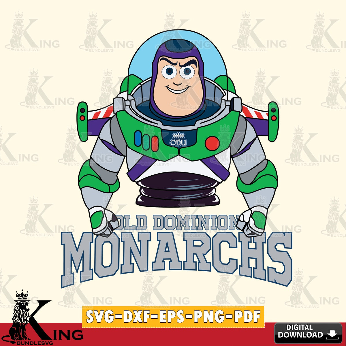 Stylish representation of Old Dominion Monarchs Buzz Lightyear Football, high-quality vector for DIY scrapbooking and home decor