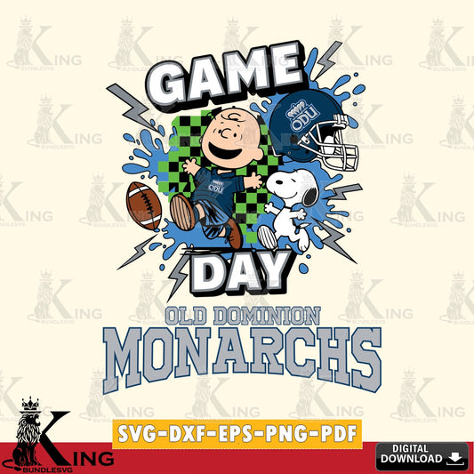 Old Dominion Monarchs Game Day Peanuts SVG, Cricut, Cut file  , Digital Download , Instant Download, Peanuts svg, NCAA svg, Football svg, Sport svg