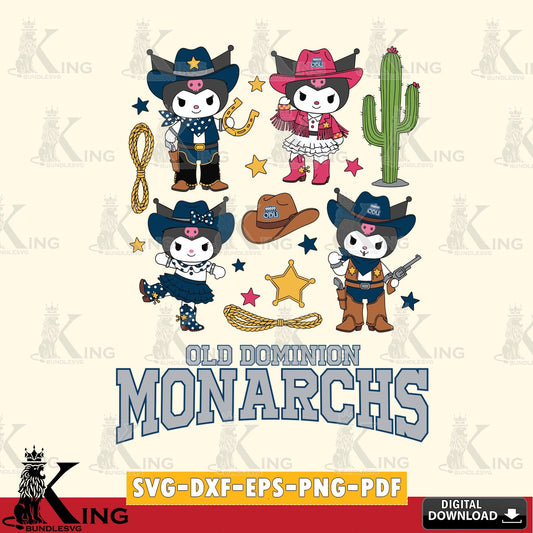 Old Dominion Monarchs Kuromi Cowboy Western SVG file, Cricut, Cut file  , Digital Download , Instant Download, Sanrio svg, Clipart