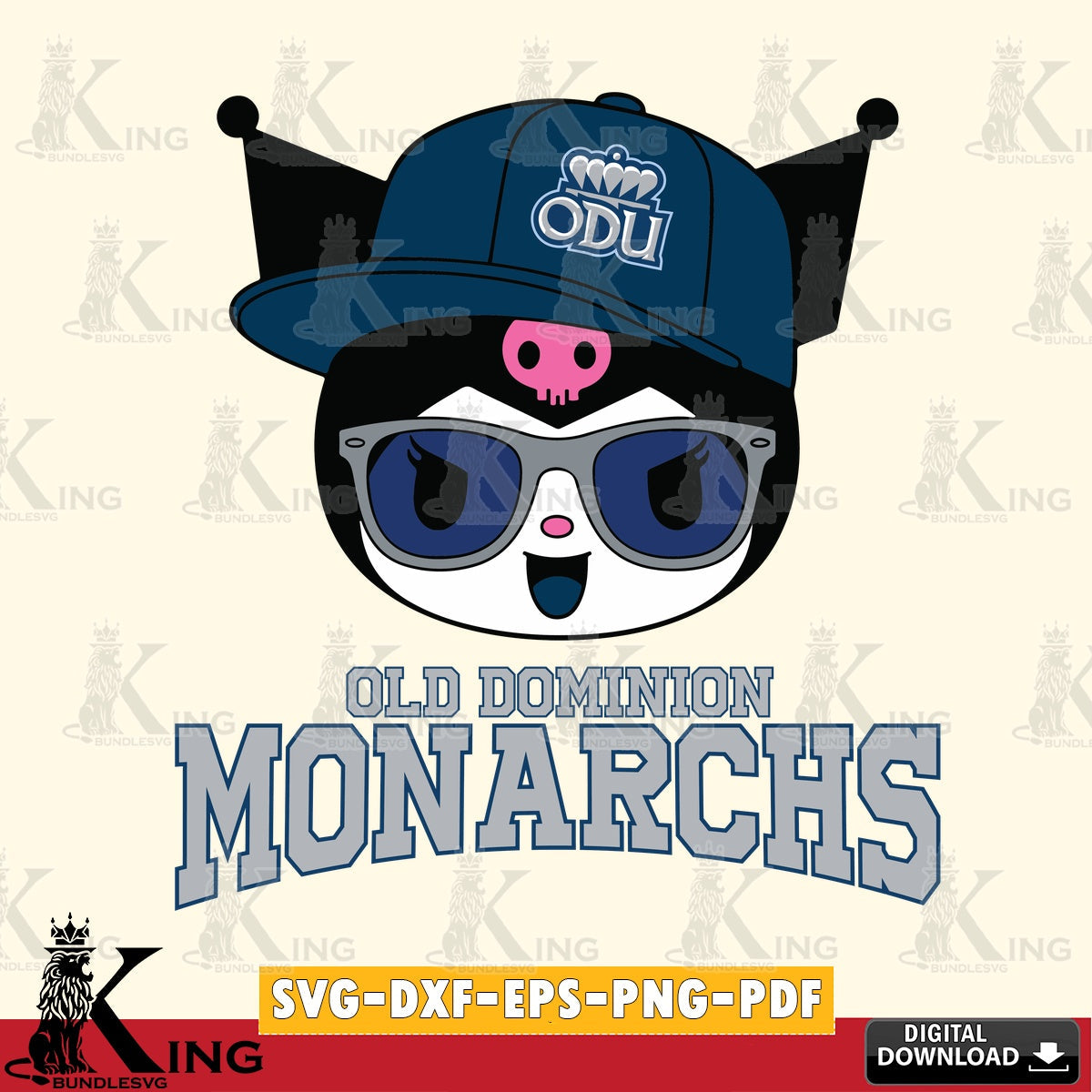 Old Dominion Monarchs Kuromi Football Cool SVG file, Cricut, Cut file  , Digital Download , Instant Download, Sanrio svg, Clipart