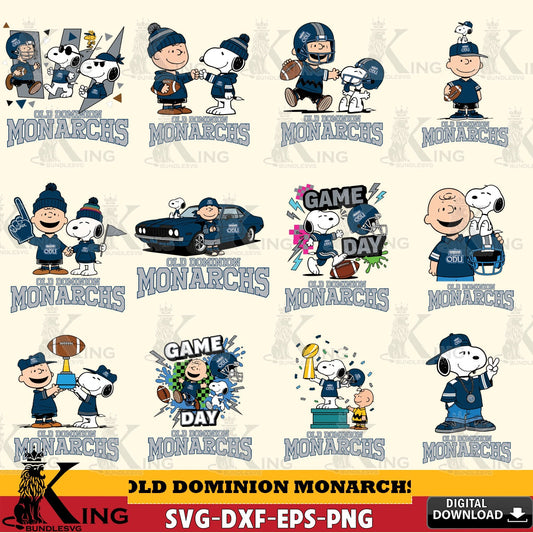 Old Dominion Monarchs Peanuts Football NCAA Bundle SVG, Cricut, Cut file  , Digital Download , Instant Download, Peanuts svg, NCAA svg, Football svg, Sport svg