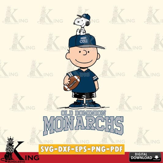 Old Dominion Monarchs Peanuts Football Rugby SVG, Cricut, Cut file  , Digital Download , Instant Download, Peanuts svg, NCAA svg, Football svg, Sport svg