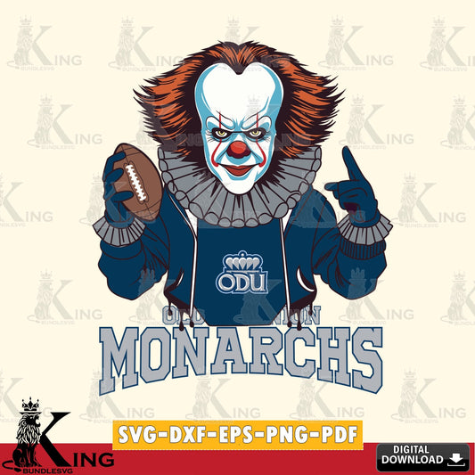 Custom design featuring Old Dominion Monarchs Pennywise player football, versatile clip art for stickers, decals, and mugs.