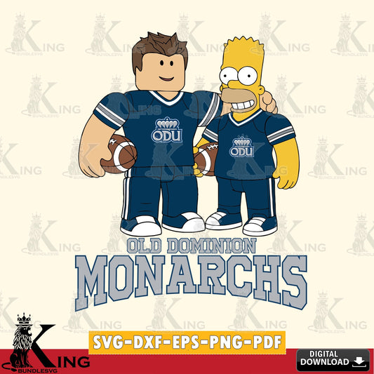 Old Dominion Monarchs Roblox & Homer Simpson Football SVG file , NCAA Cricut,  File cut , Digital Download , PDF File