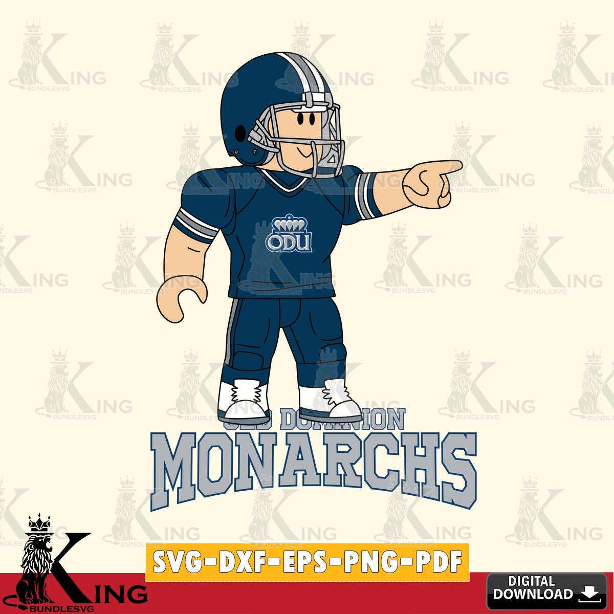 Old Dominion Monarchs Roblox Player Football SVG file , NCAA Cricut,  File cut , Digital Download , PDF File