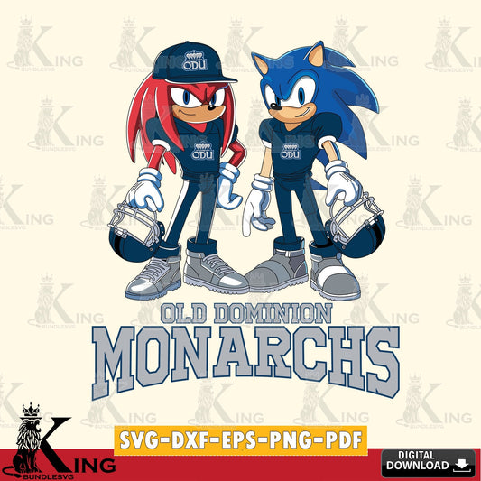 Printable art of Old Dominion Monarchs Sonic And Knuckles player football, digital clipart compatible with laser engraving and