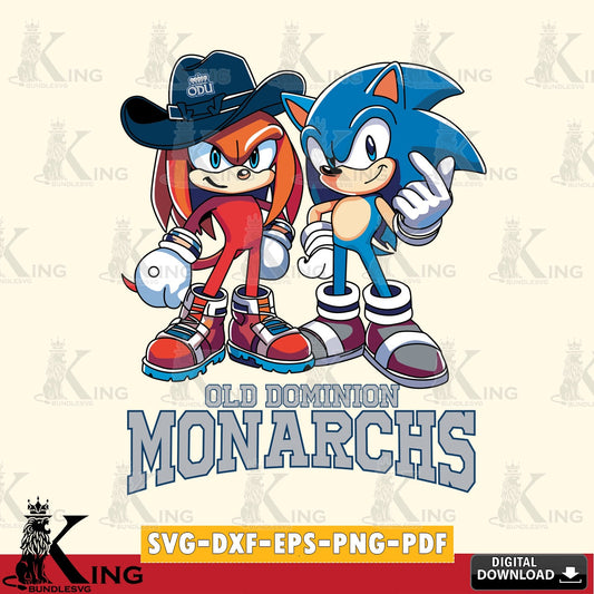 Digital clipart of Old Dominion Monarchs Sonic & Knuckles football mascot printable vector design for sublimation and crafts