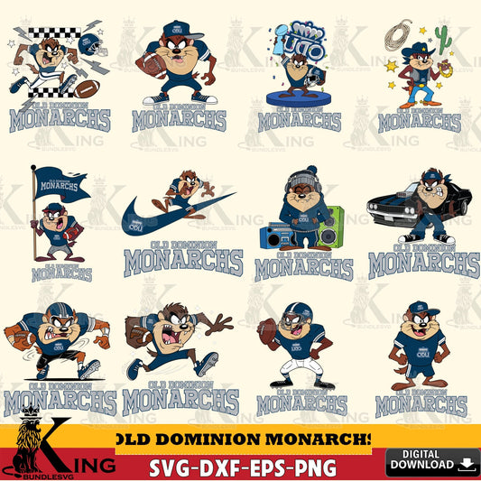 Old Dominion Monarchs Taz Football NCAA Bundle SVG file, Cut file  , Digital Download , Instant Download, Taz svg, NCAA svg