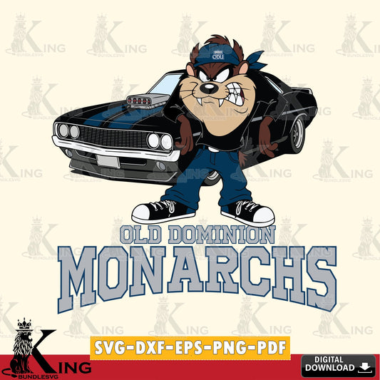 Old Dominion Monarchs Taz Racing Car SVG file, Cut file  , Digital Download , Instant Download, Taz svg, NCAA svg