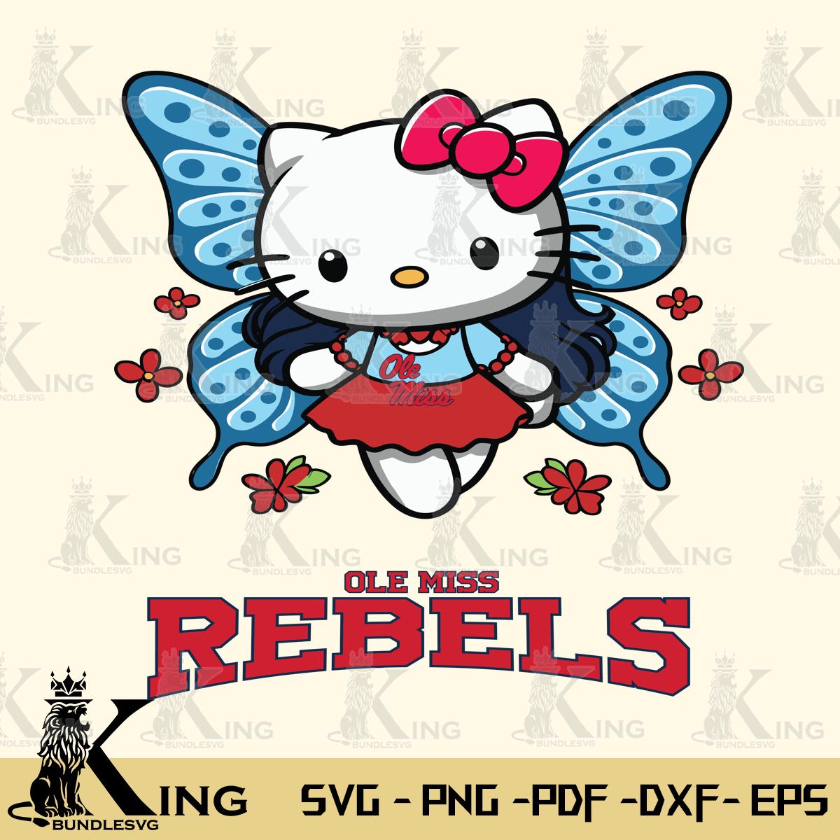 Ole Miss Rebels Butterfly Kitty Charm Svg Eps Dxf Png File, Digital Download